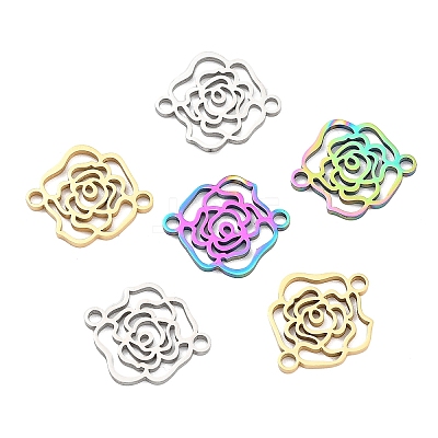 6Pcs 3 Colors 304 Stainless Steel Connector Charms STAS-YW0011-30-1