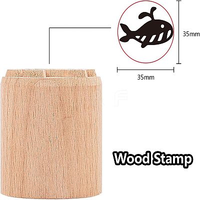 Wood Wax Seal Stamp AJEW-WH0122-002-1