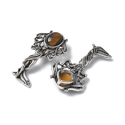 Angel Brass Natural Tiger Eye Pendants KK-D361-02AS-14-1