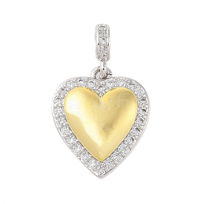 Rack Plating Brass Micro Pave Clear Cubic Zirconia Pendants KK-S380-37B-P-1