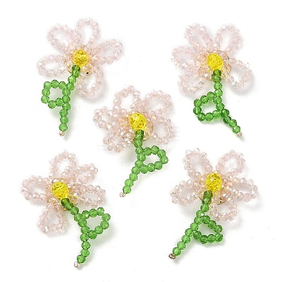 Handmade Glass Beaded Woven Cabochons GLAA-C028-01A-1