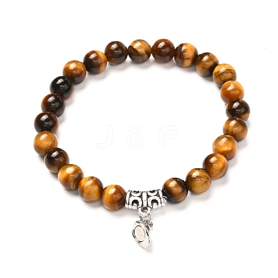 Heart Alloy Charm Stretch Bracelets Set for Couples BJEW-JB06740-1