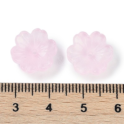 Transparent Spray Paint Glass Bead Caps GLAA-H035-04G-1