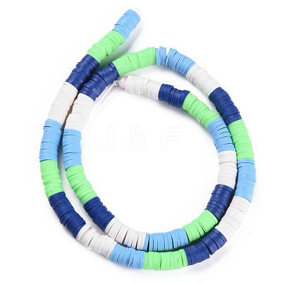 Fixed 4 Color Handmade Polymer Clay Bead Strands CLAY-S096-029G-1