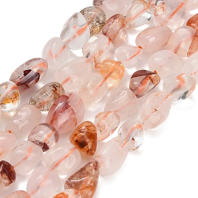 Natural Red Hematoid Quartz/Ferruginous Quartz Beads Strands GG-CBAC61B-B04-02-1