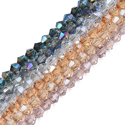 Electroplate Transparent Glass Beads Strands EGLA-Q026-016-1