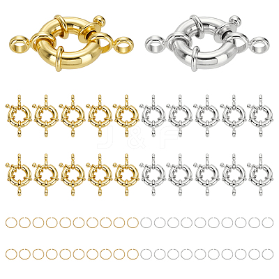 20Pcs 2 Colors Rack Plating Brass Spring Clasps KK-ME0003-47-1