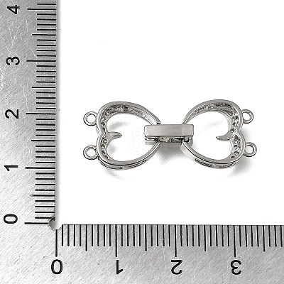 Heart Brass Micro Pave Clear Cubic Zirconia Fold Over Clasps CU-CBA4292-845P-1