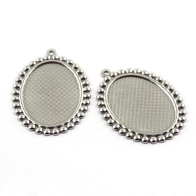 Tarnish Resistant Pendant Cabochon Settings STAS-Q194-17-1