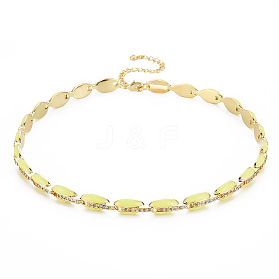 Brass Micro Pave Cubic Zirconia Link Tennis Necklaces for Women NJEW-T013-01G-01-1