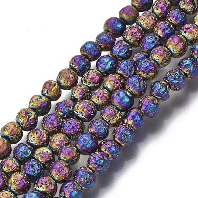 Electroplated Natural Lava Rock Beads Strands G-S352-30A-02-1
