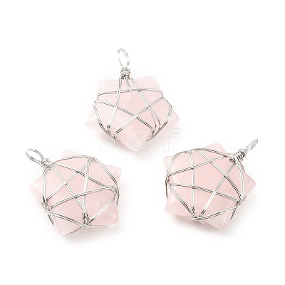 Natural Rose Quartz Pendants G-D458-07P-09-RS-1