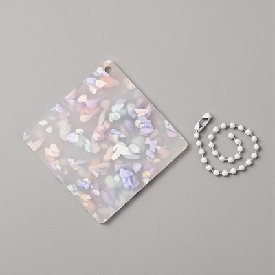 Translucent Acrylic Disc Pendant Keychain KEYC-WH0027-85A-02-1