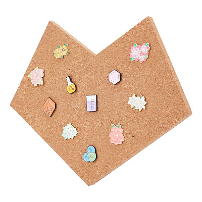 Heart Wall Mounted Brooch Jewelry Display Cork Tray AJEW-WH0433-01E-1