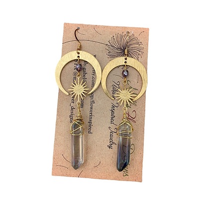 Alloy Natural Quartz Crystal Dangle Earrings FS-WG5338F-01-1