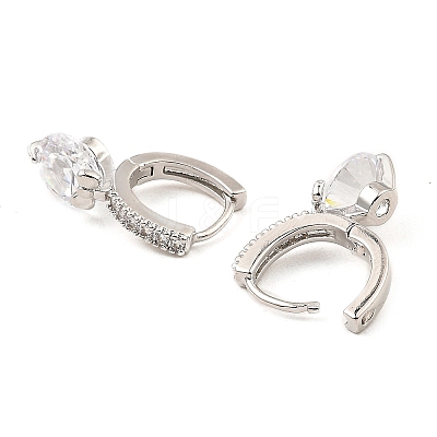 Brass with Cubic Zirconia Dangle Hoop Earrings EJEW-G362-06P-1