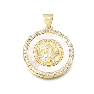 Brass Micro Pave Clear Cubic Zirconia Pendants CU-CBAF50C-16G-1