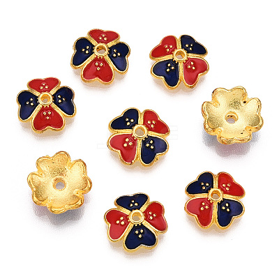 4-Petal Alloy Enamel Bead Caps X1-ENAM-TAC0023-10-1