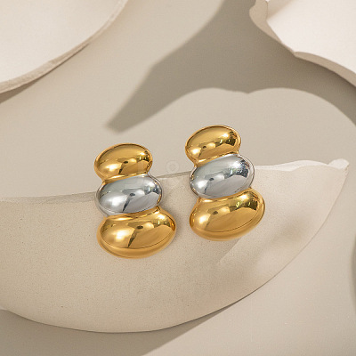 Two Tone 304 Stainless Steel Stud Earrings for Women FM7077-1