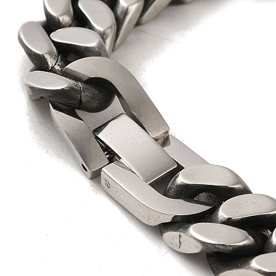 304 Stainless Steel Cuban Link Chain Bracelets for Women Men BJEW-Q341-15B-AS-1