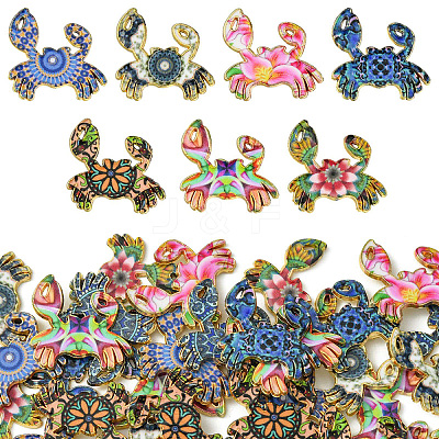 35Pcs 7 Styles Printed Alloy Pendants ENAM-CJ0005-97-1