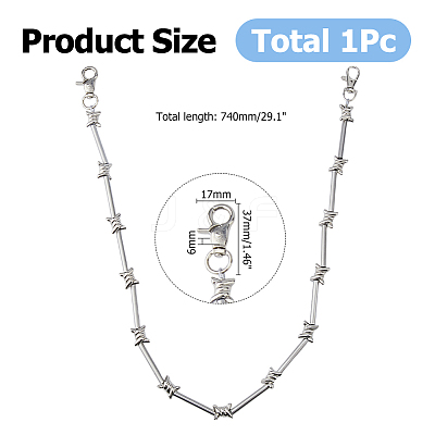 1Pc Rock Style Stainless Steel Barbed Wire Link Chains for Pants AJEW-HS0001-44-1