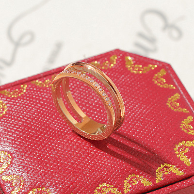 304 Stainless Steel Micro Pave Clear Cubic Zirconia Finger Rings FS-WG4C7B0-09-1