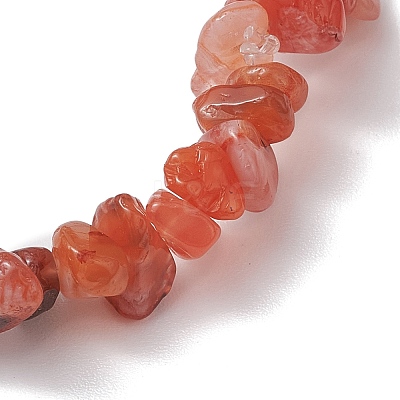 Natural Red Agate Chip Beads Stretch Bracelets for Women BJEW-JB10688-01-1
