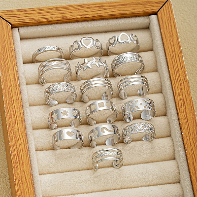 16Pcs 16 Styles Heart Star Alloy Cuff Toe Ring Sets FS-WG5F0D5-01-1