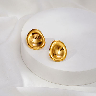 Irregular Oval 304 Stainless Steel Stud Earrings for Women AM9832-1