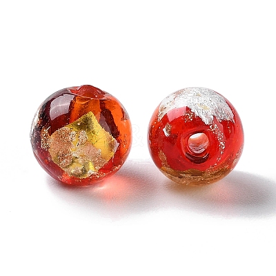 Handmade Gold & Silver Foil Lampwork Beads GLAA-G107-07B-11-1