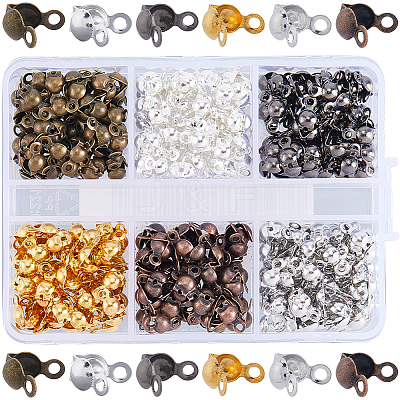 360pcs 6 Colors Brass End Bead Tips KK-SP0002-31-1