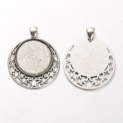 Tibetan Style Alloy Pendant Cabochon Settings PALLOY-J494-30AS-1