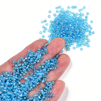 Round Transparent Colors Rainbow Glass Seed Beads X-SEED-A007-3mm-163-1