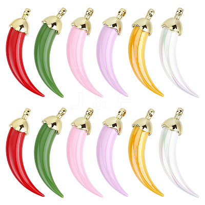 12Pcs 6 Colors Opaque Acrylic Big Pendants FIND-ME0003-97-1