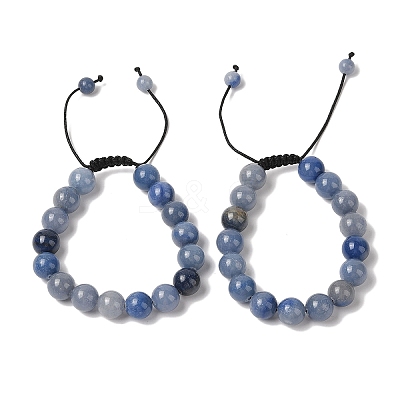 10mm Round Dyed & Heated Natural Blue Aventurine Braided Bead Bracelets BJEW-C067-01C-16-1