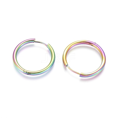 Ion Plating(IP) 304 Stainless Steel Huggie Hoop Earrings EJEW-F111B-25mm-Y-1