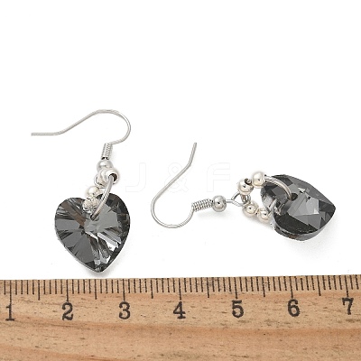 Heart Glass Dangle Earrings X-EJEW-JE01737-1