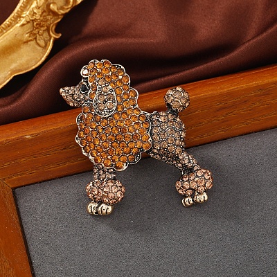 Poodle Alloy Rhinestone Brooches JEWB-Q006-01A-1