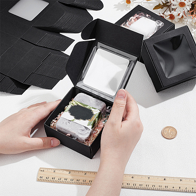 Foldable Creative Kraft Paper Mailer Boxes with Visible Window CON-WH0113-08B-01-1