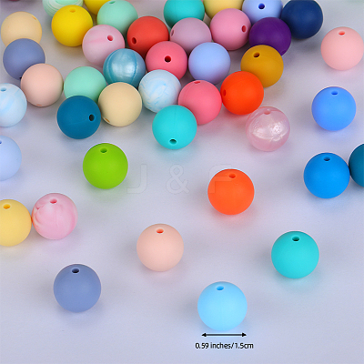 Round Silicone Focal Beads SI-JX0046A-97-1