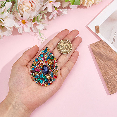 1Pc Alloy Rhinestone Brooches JEWB-MA0001-02A-1