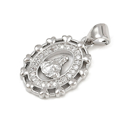 Brass Micro Pave Cubic Zirconia Pendants KK-P323-11C-P02-1