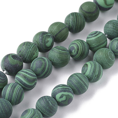 Synthetic Malachite Beads Strands G-F668-19-6mm-1