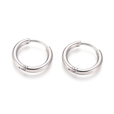 Tarnish Resistant 304 Stainless Steel Huggie Hoop Earrings LS-EJEW-F111B-17mm-P-1
