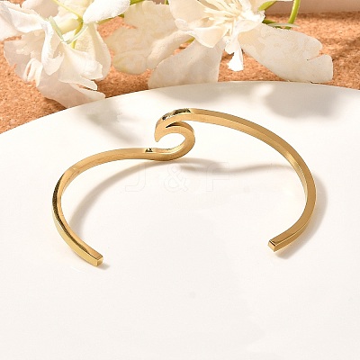 Ion Plating(IP) 304 Stainless Steel Cuff Bangles BJEW-G611-01G-1