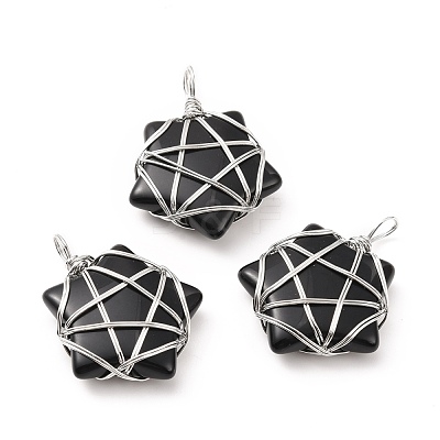 Natural Obsidian Pendants G-D458-07P-02-RS-1