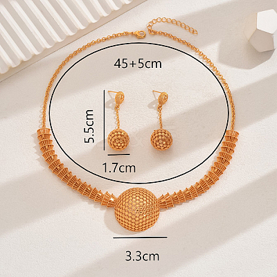 Elegant Middle Eastern Alloy Hollow Round Necklace & Earrings Sets for Women TY5682-1