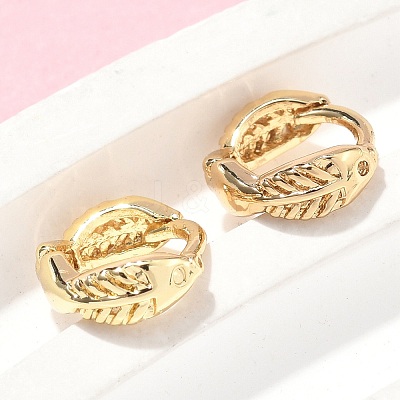 Fishbone Brass Hoop Earrings EJEW-Z102-32G-1