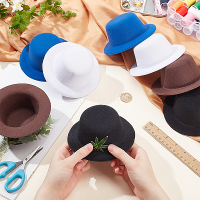 8Pcs 4 Colors Terry Fabric Mini Hat Fascinator Base AJEW-NB0005-99-1